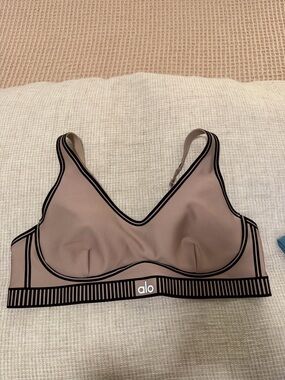 ALO Yoga Nude Sports Bralette with Black Trim